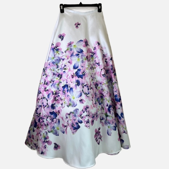 Blush Prom Skirt w/ orchid type floral design size 0 - Picture 2 of 6